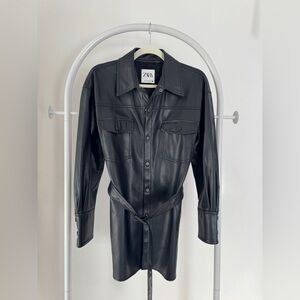Zara Black Faux Leather Overshirt